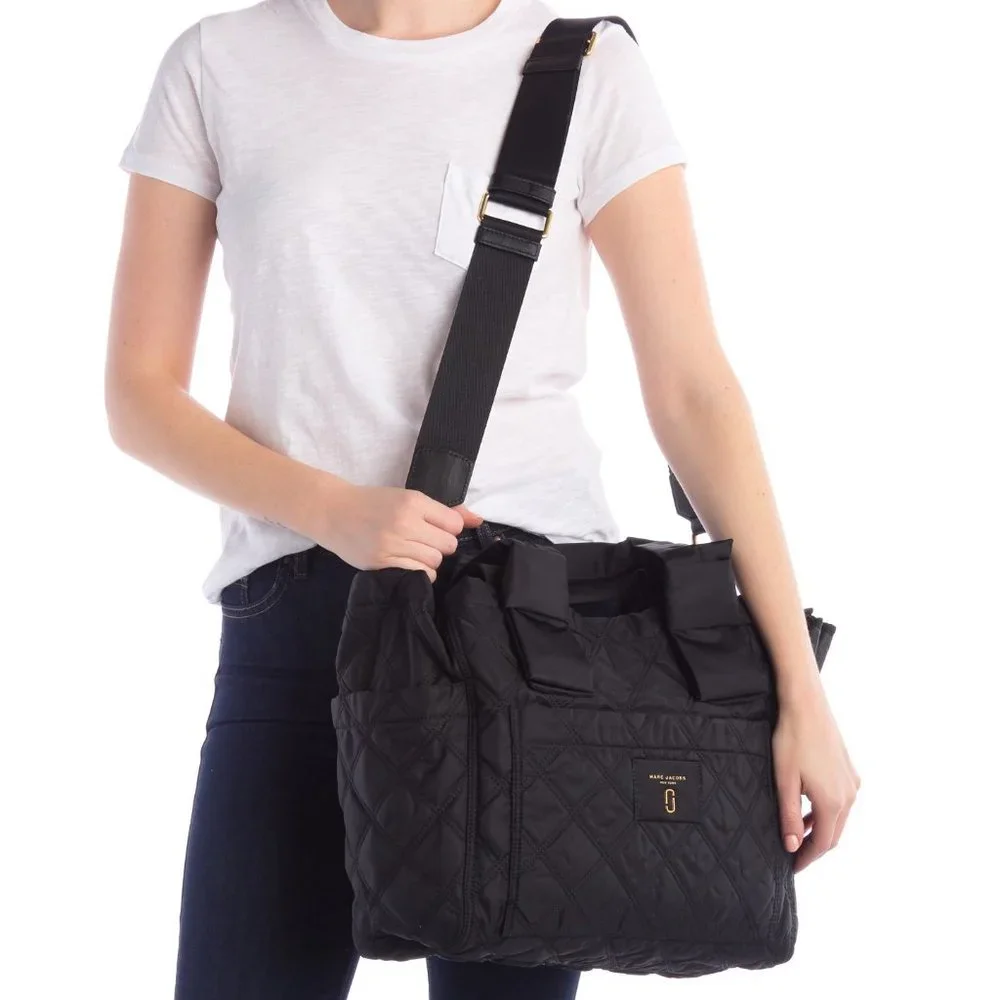 ❤️ NWT Marc Jacobs Quilted Pretty Nylon ElizA Baby Bag Diaper Bag Tote BLACK